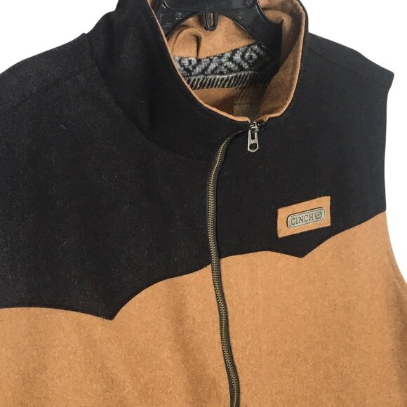 Cinch  Concealed Carry Vest Mens XXL Brown Black Wool Blend Western Aztec Lined - Picture 3 of 16
